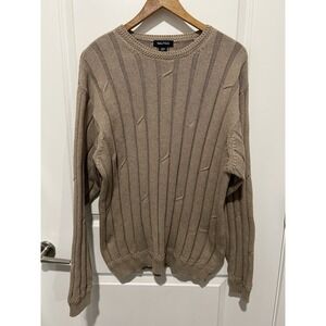 Vintage Mens Nautica Cable Knit Ribbed Sweater 100% Cotton XL Oatmeal‎ Beige